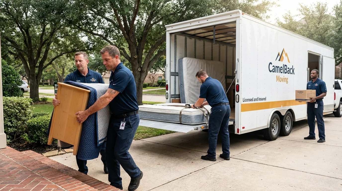 Crew loading residential truck for cross-state move from Warren, MI