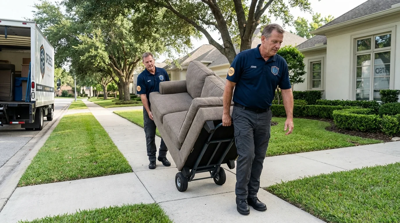 Local residential moving crew loading furniture in Warren, MI